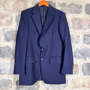 Stein Bloch Mens Navy‎ Pinstripe Wool Blend Suit Jacket Blazer Size 40 Long
